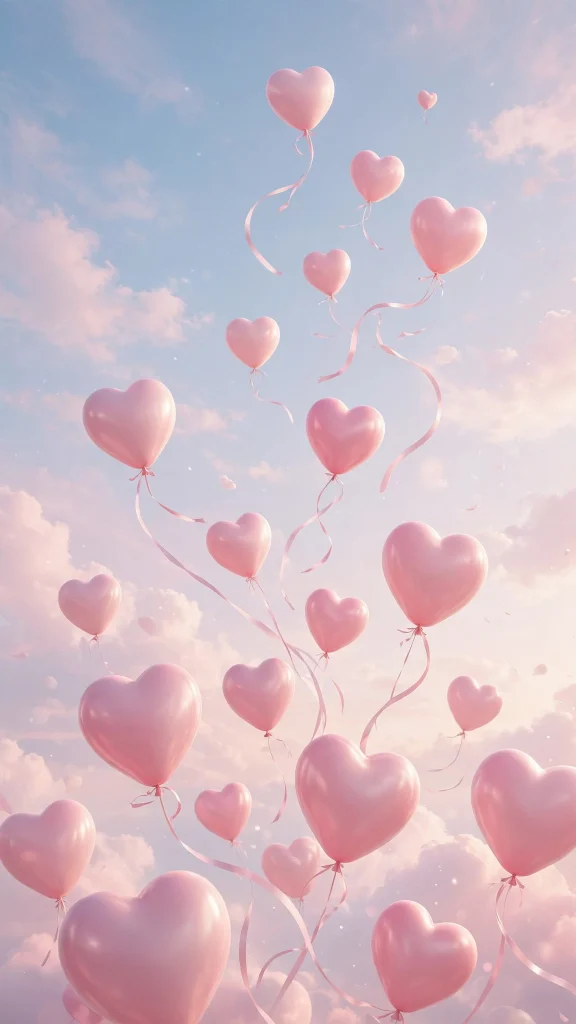17 Dreamy wallpaper aesthetic pink soft for Phones 9 soft pink heart-shaped balloons drifting into a pastel sky