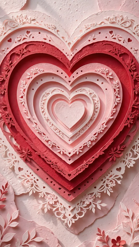 17 Best wallpaper iphone love for Your Phone 8 Layered paper-cut art of concentric hearts in gradient reds and pinks