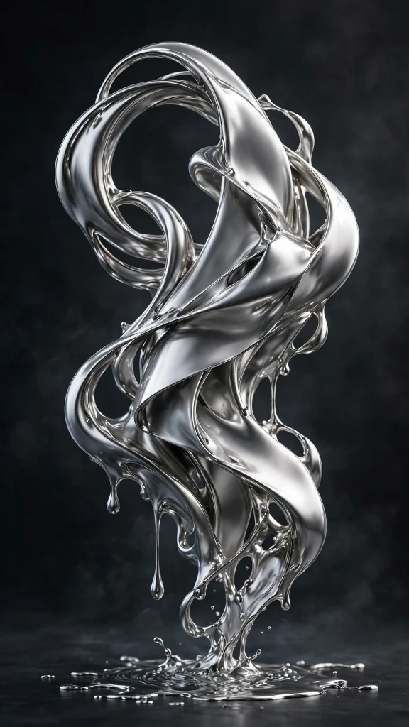 3d liquid metal sculpture silver 3d wallpaper
