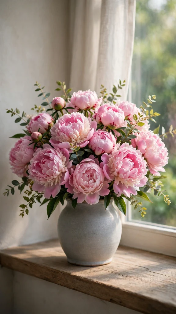 17 Best Wallpaper Iphone Pink Aesthetic Ideas 9 Pink peonies bouquet in vase with soft window light