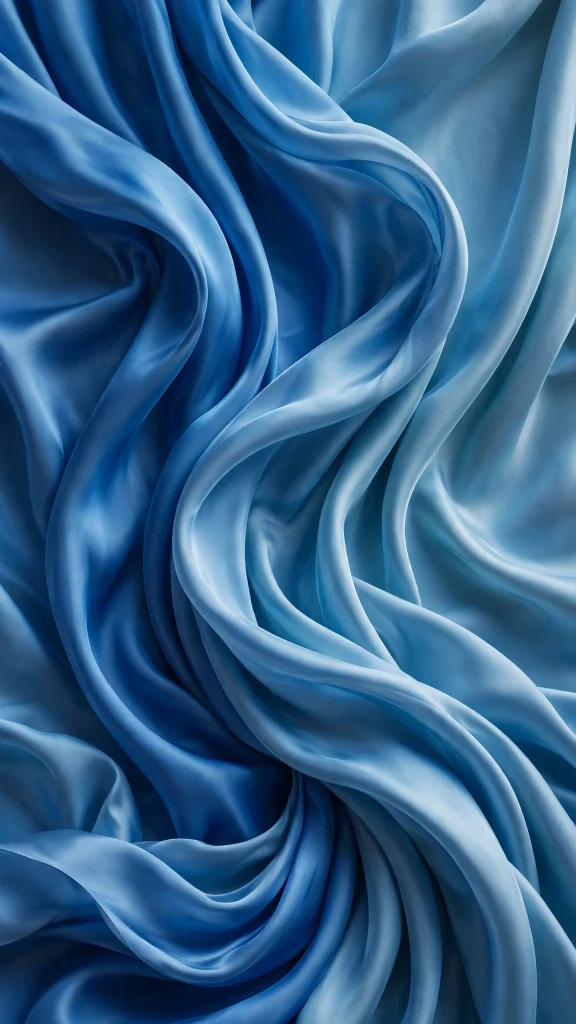 Flowing blue silk fabric with soft folds wallpaper backgrounds blue