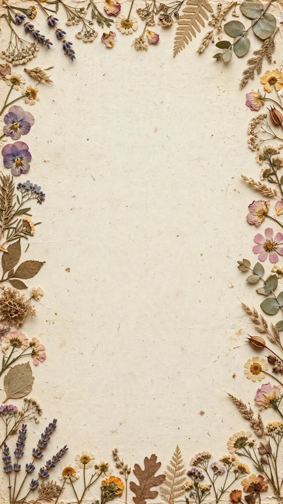 17 Beautiful wallpaper iphone quotes Backgrounds 9 Vintage cream paper texture with pressed flowers along the edges