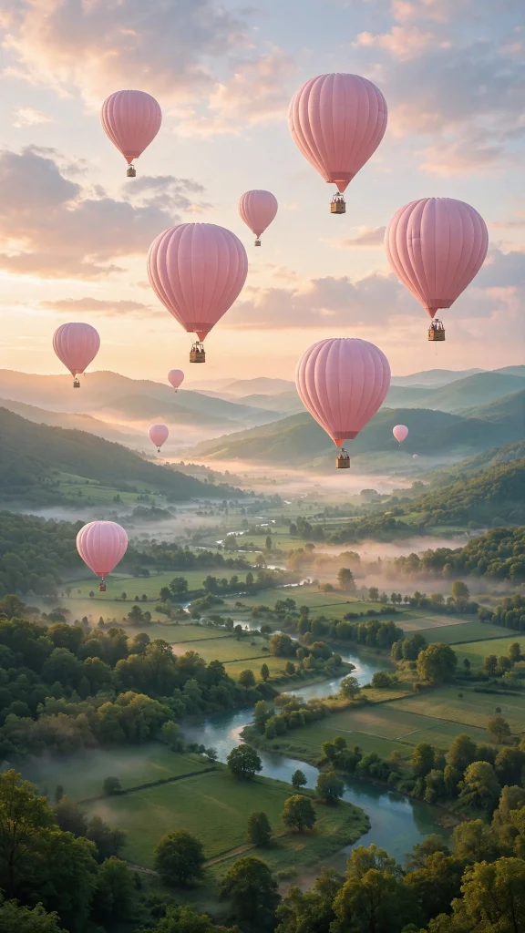 17 Dreamy wallpaper aesthetic pink pastel Ideas 14 Pastel pink hot air balloons floating over a green valley