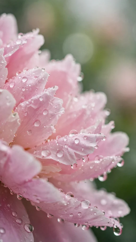 Pink peony petals with rain droplets macro wallpaper iPhone flowers