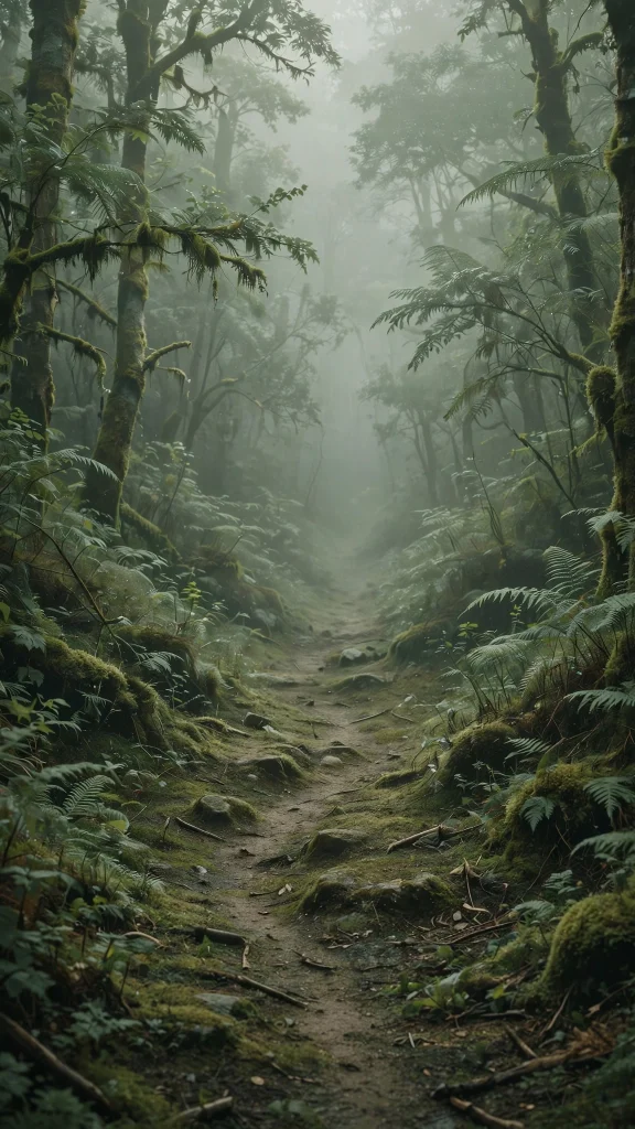 foggy forest path wallpaper iphone tumblr in muted green tones