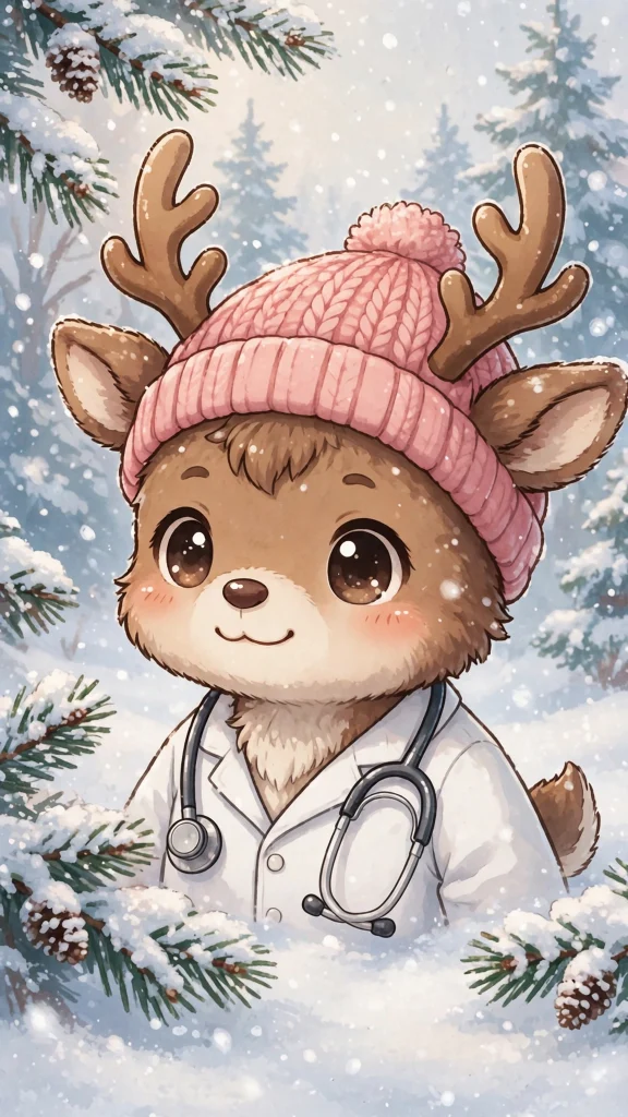 anime cute reindeer pink hat snow one piece wallpaper