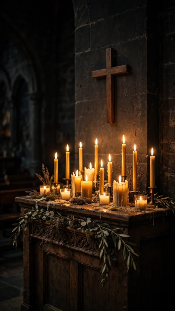 17 Beautiful wallpapers jesus for Your Phone 7 Candlelit altar with a cross in warm glow