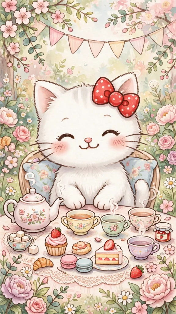 17 Cute wallpaper iphone hello kitty Designs 10 Hello Kitty tea party with tiny cups