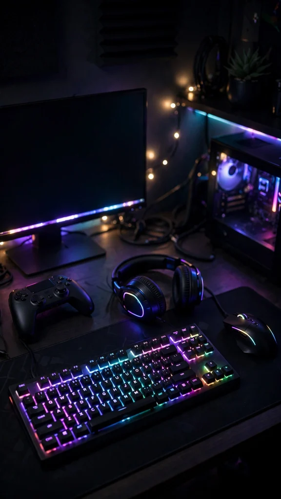 gaming setup RGB keyboard dark computer wallpaper