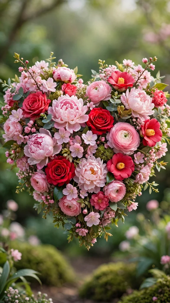17 Best wallpaper iphone love for Your Phone 10 Heart made entirely of blooming pink and red flowers, lush bouquet