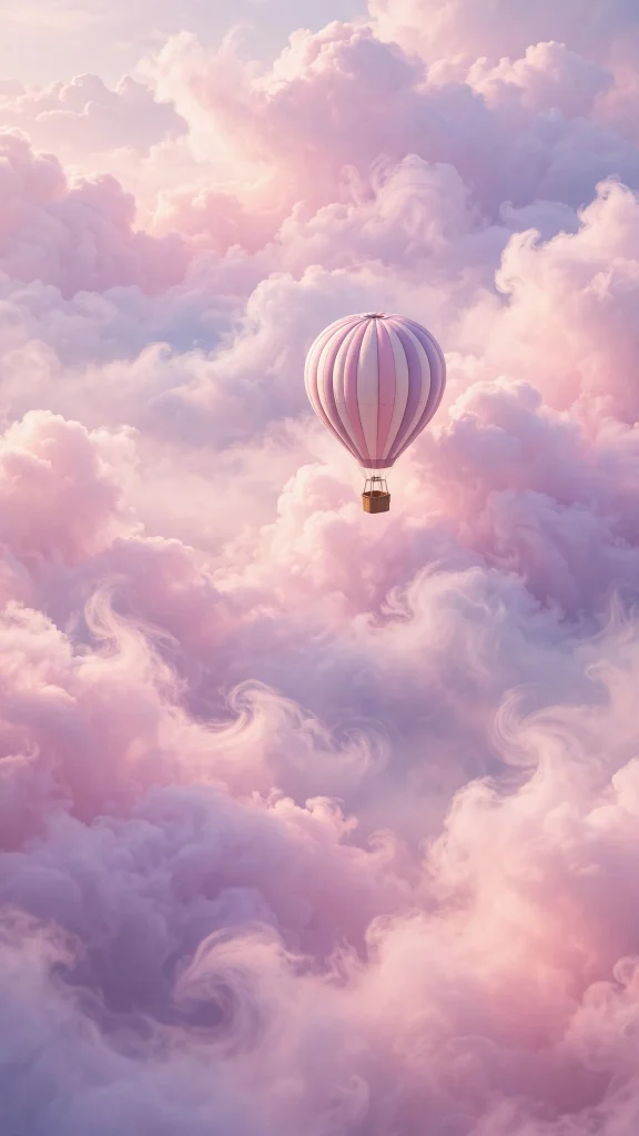 17 Best Wallpaper Iphone Pink Aesthetic Ideas 10 Cotton-candy pink cloudscape with hot air balloon