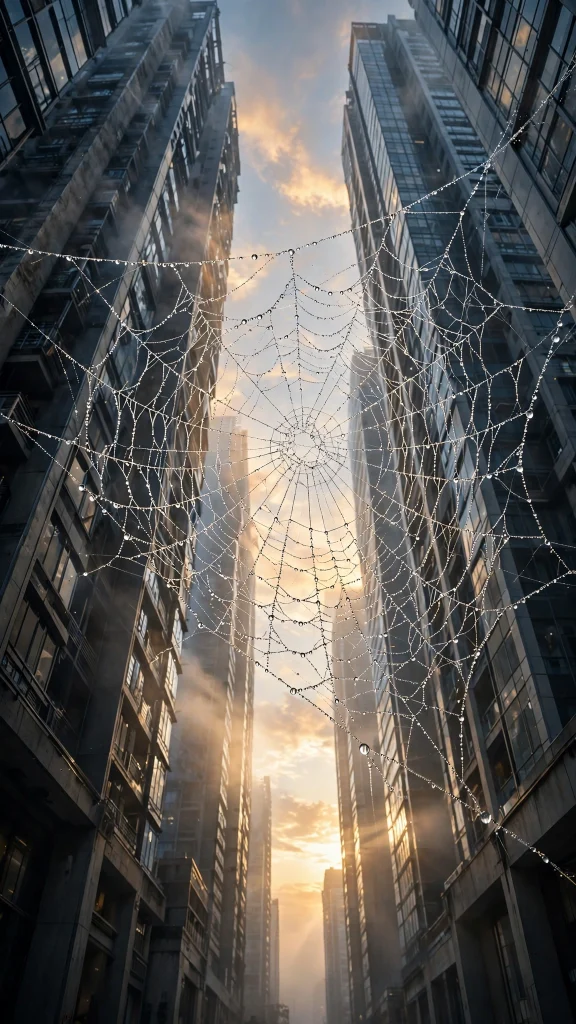 17 Cool Wallpaper Iphone Spiderman Ideas 15 Giant spiderweb between skyscrapers catching sunrise