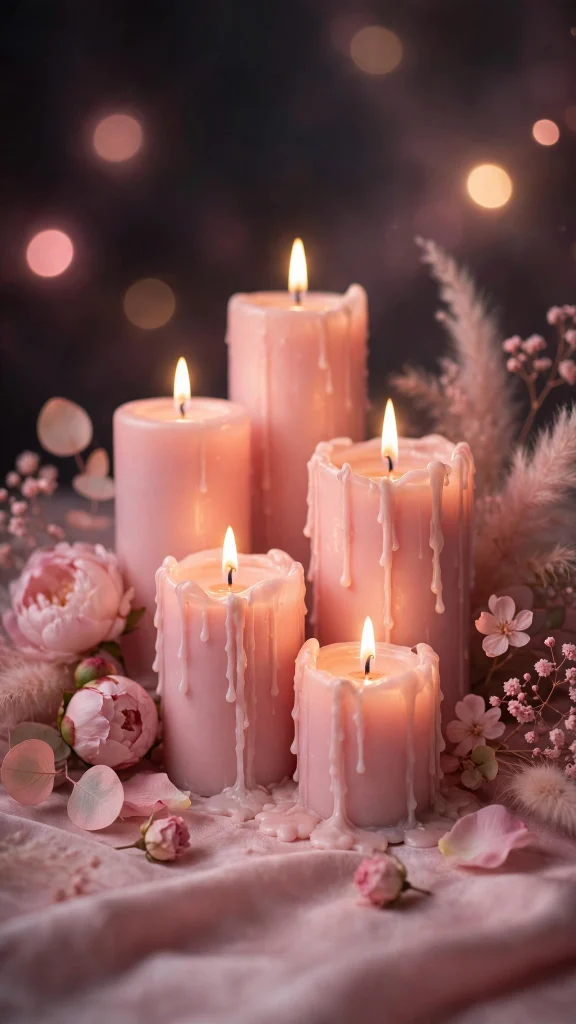 pink candles soft glow coquette wallpaper