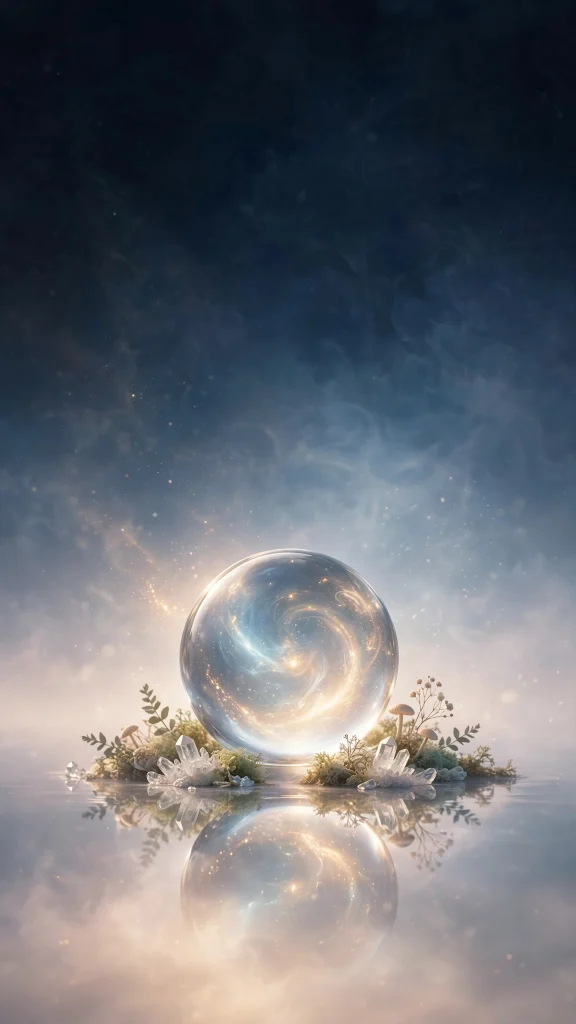 crystal ball glowing with light wallpaper iphone ios 26