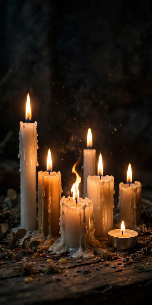 Lit candles glowing in a dark room wallpaper iphone dark