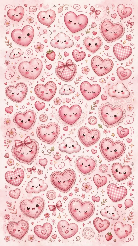 17 Wallpaper Pink Cute Ideas for Your Phone 17 Pink hearts pattern cute wallpaper pink cute