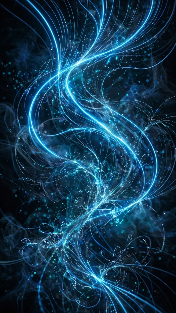 Abstract blue neon light trails on dark background wallpaper backgrounds blue