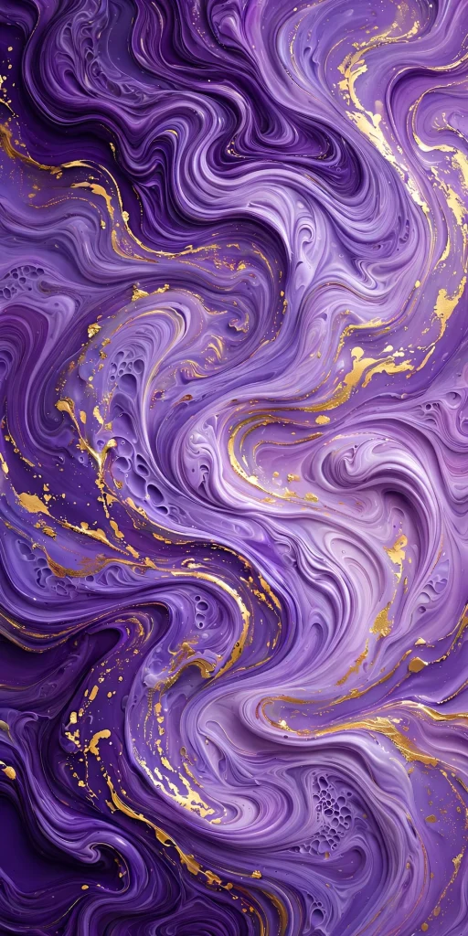 Purple abstract paint swirls with flowing violet waves