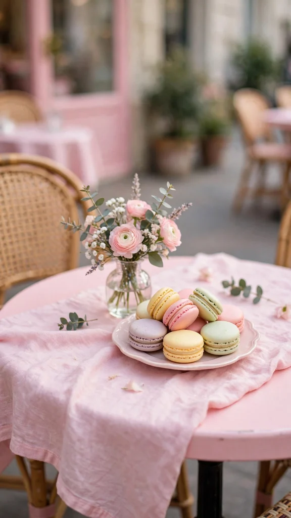 17 Dreamy wallpaper aesthetic pink pastel Ideas 8 Pastel pink French cafe table with macarons and flowers