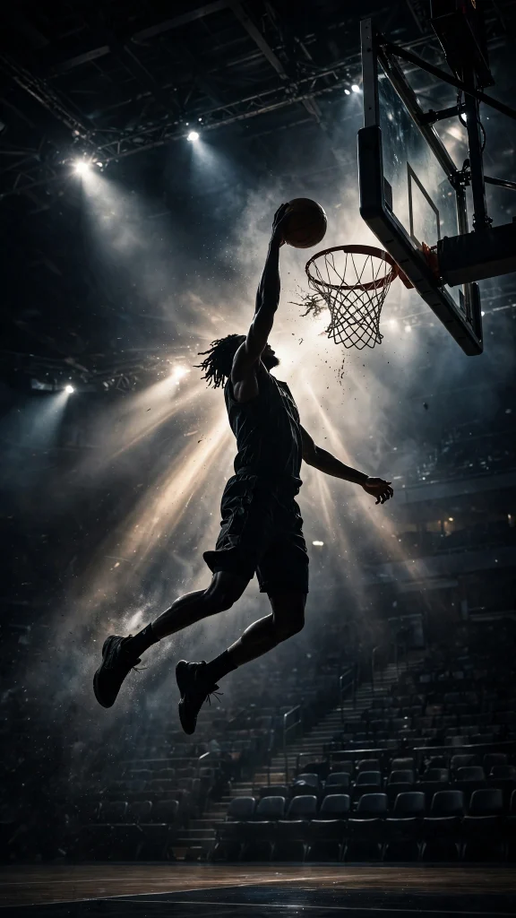 Basketball player dunking silhouette wallpaper