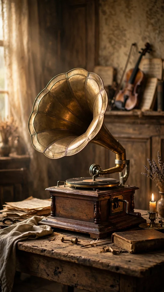 17 wallpaper iphone vintage designs you'll love 10 gramophone horn on wooden table wallpaper iphone vintage