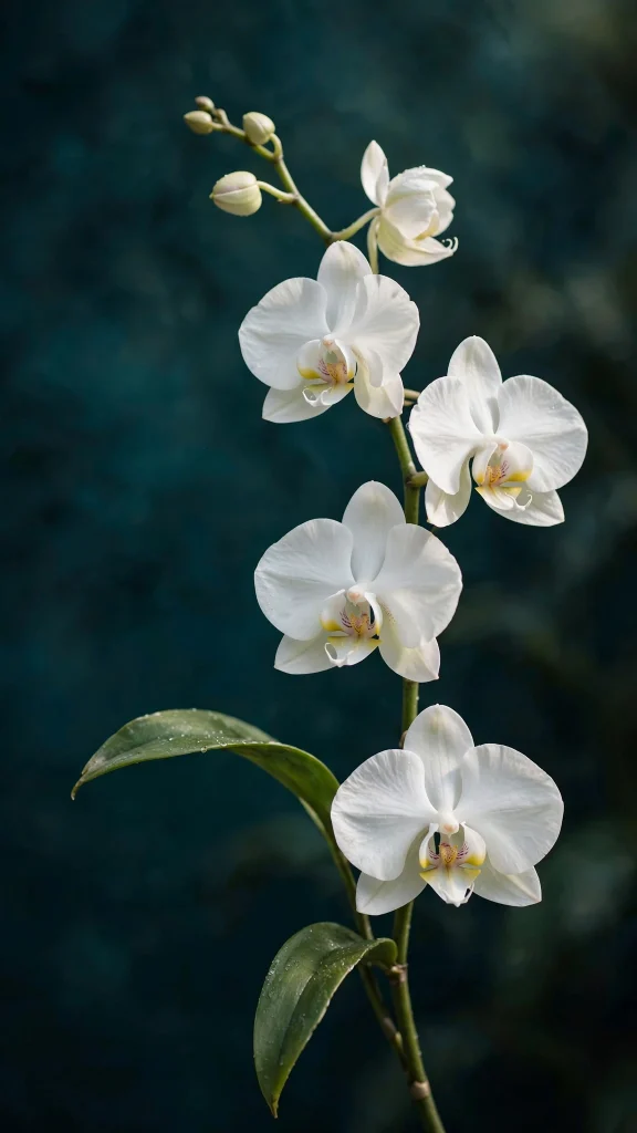 17 Beautiful Wallpapers Flowers for Your Phone 3 Elegant white orchid wallpapers flowers on a dark teal background