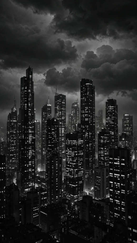 17 Wallpaper Aesthetic Black and White Ideas You'll Love 7 Night city skyline wallpaper aesthetic black and white