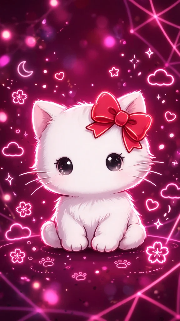 17 Cute wallpaper iphone hello kitty Designs 13 Hello Kitty neon glow style on dark pink