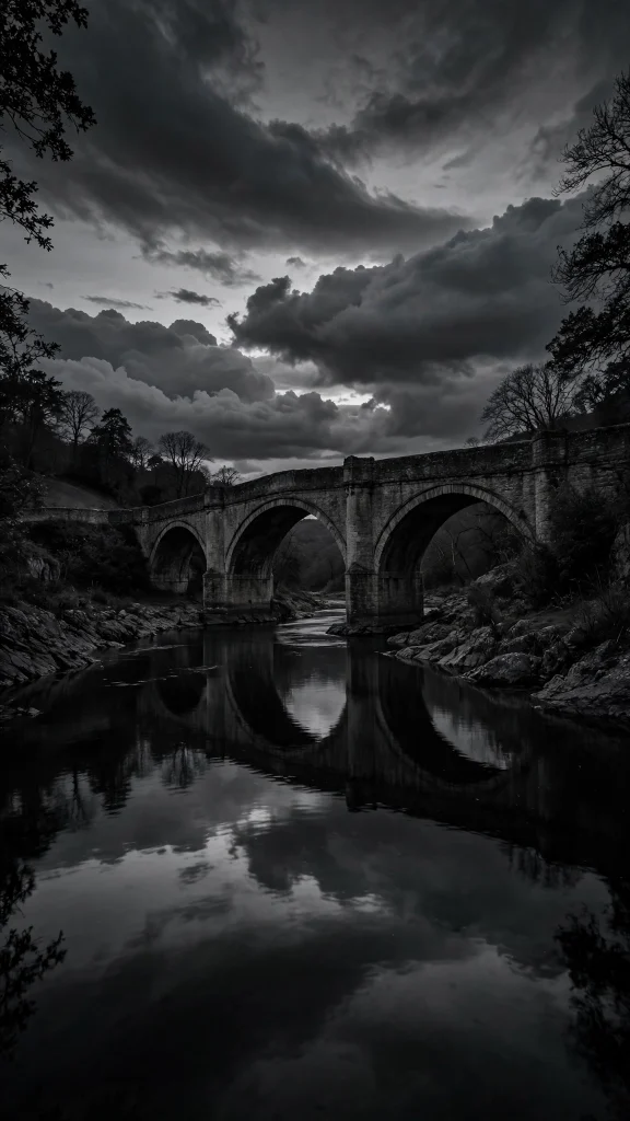17 Stunning Wallpapers Black and White (Free HD) 13 Black and white bridge over a river at dusk