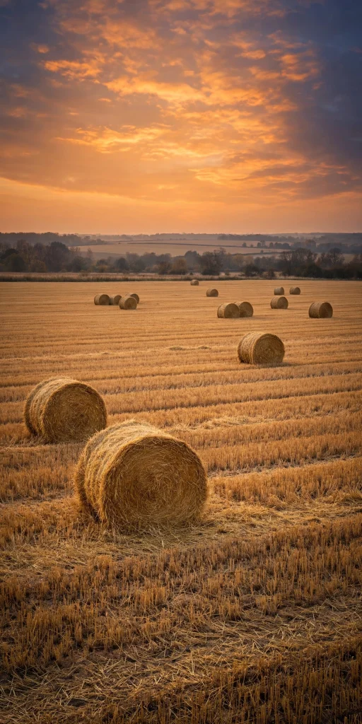 17 Cozy Wallpaper Backgrounds Fall for Autumn 13 Harvest field with hay bales at dusk