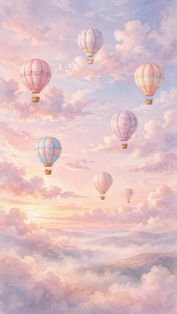 17 Cute Wallpaper Pink Estetik Ideas for Phone 11 Pink sky with hot air balloons