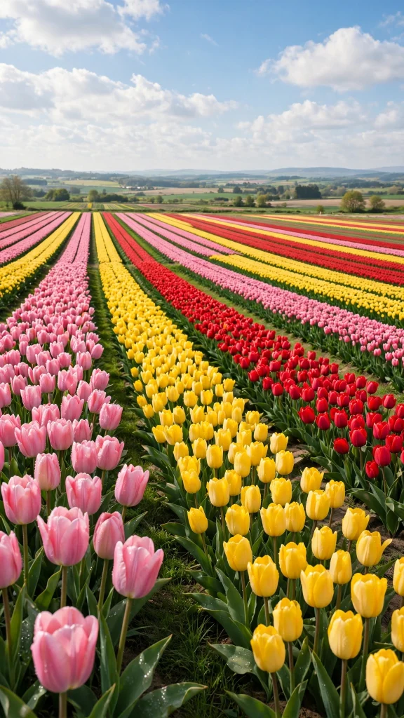 17 Beautiful wallpapers for tablets Free Download 11 Tulip fields in colorful rows under blue sky