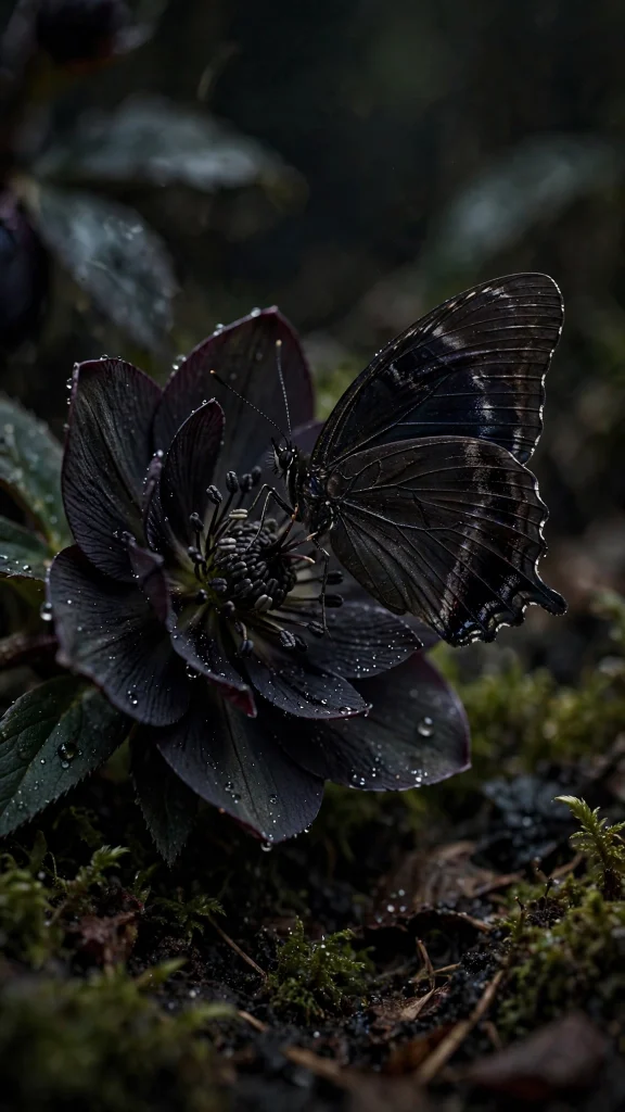 Dark butterfly on black flower wallpaper iphone dark
