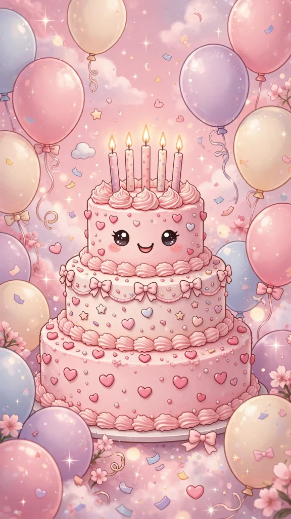 17 Cute Wallpaper Pink Lucu Ideas for Your Phone 10 Pretty pink birthday cake with candles and heart sprinkles