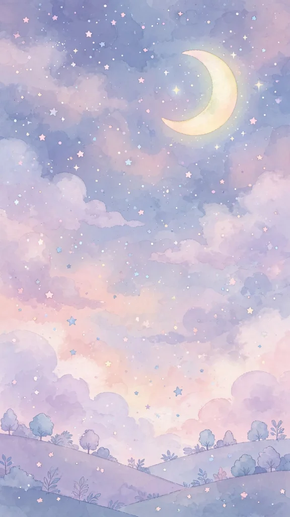 cute starry night moon pastel pretty wallpapers