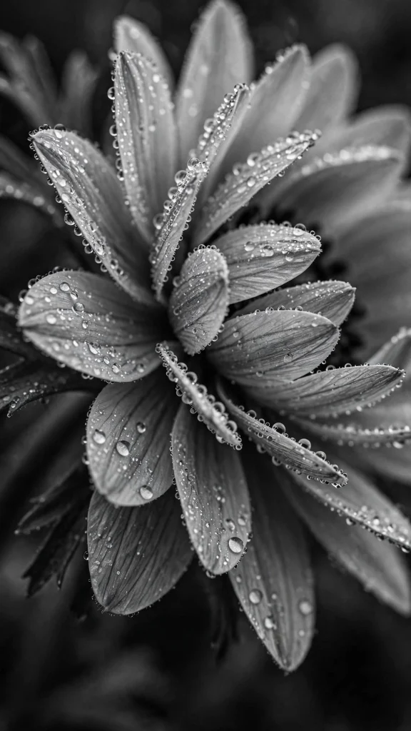 Black and White Wallpaper: 17 Stunning Designs 6 black and white flower macro dew