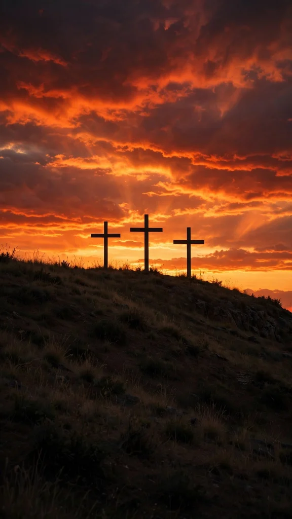 17 Beautiful wallpapers jesus for Your Phone 8 Crucifixion hill silhouette against a dramatic orange sky