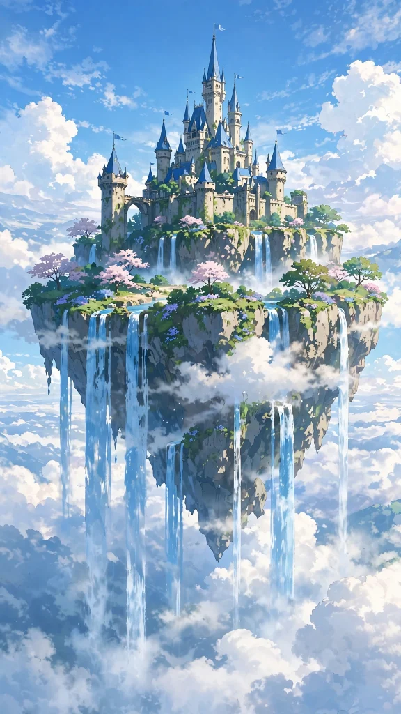 17 Beautiful Wallpaper Backgrounds Anime for Screens 3 Anime castle floating in the clouds