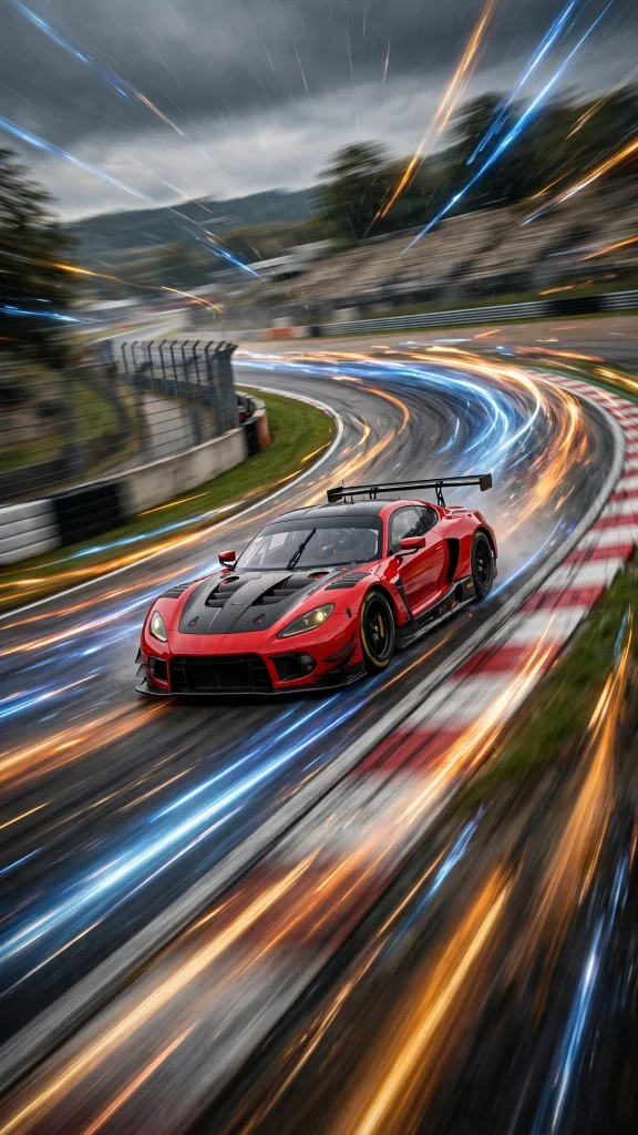 Wallpaper iPhone Car: 17 Stunning Auto Designs 14 Racing car on a track with speed lines