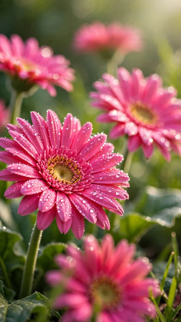 17 Beautiful Wallpaper Backgrounds Flowers for Your Phone 7 pink gerbera daisies with dew drops flower wallpaper background
