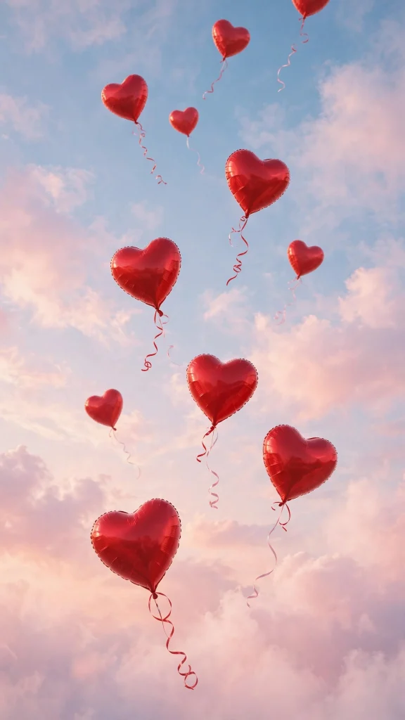 heart balloons sky love aesthetic wallpaper
