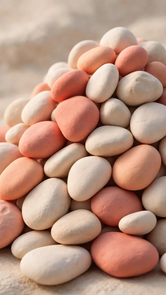 17 Free wallpapers for ios 26 to Download Now 12 Pebble-like 3D shapes in coral, peach and cream