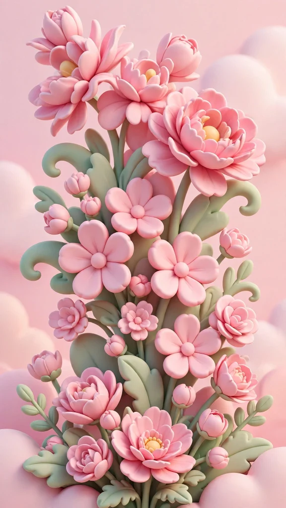 3d pink flowers stylized 3d wallpaper