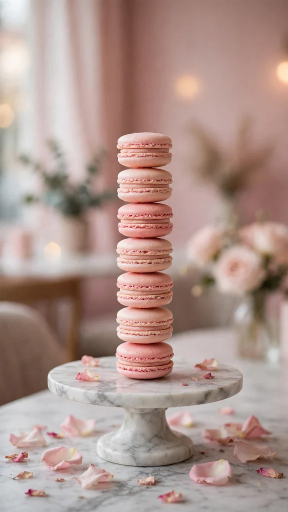 17 Best Wallpaper Iphone Pink Aesthetic Ideas 12 Tower of pink macarons on marble with rose petals
