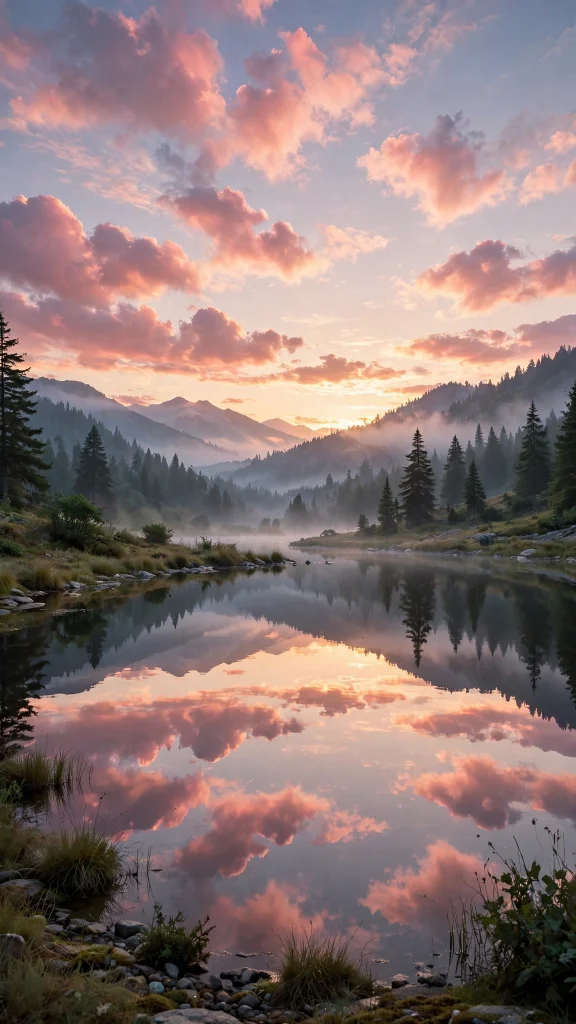Bible Verse Wallpaper: 17 Peaceful Designs 12 calm lake pink sunrise bible verse wallpaper