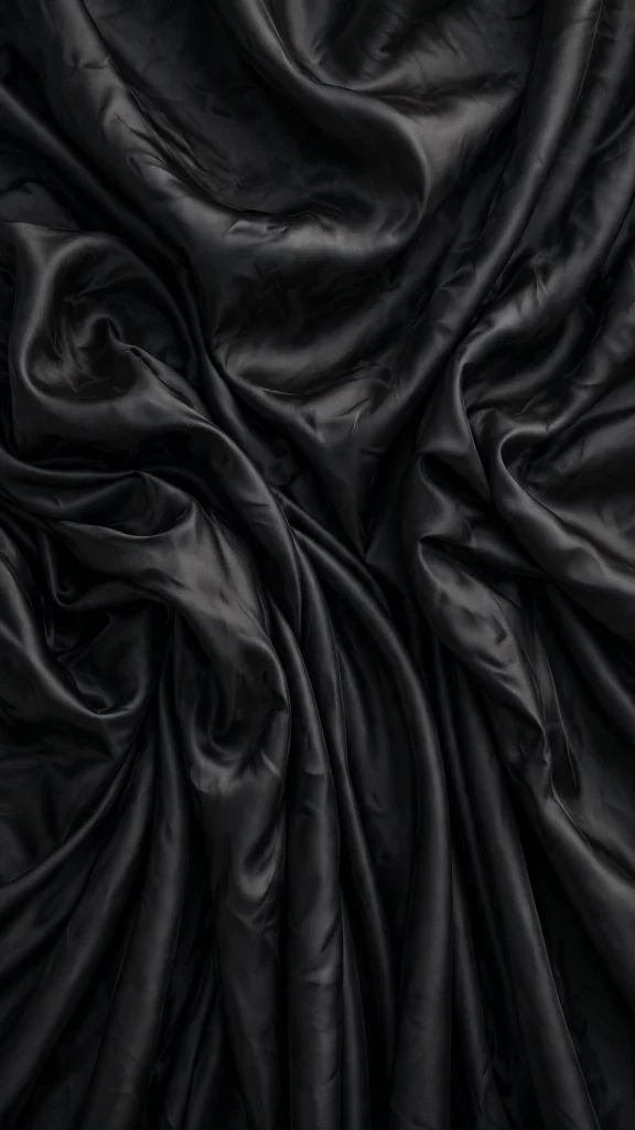 Black silk fabric in soft folds