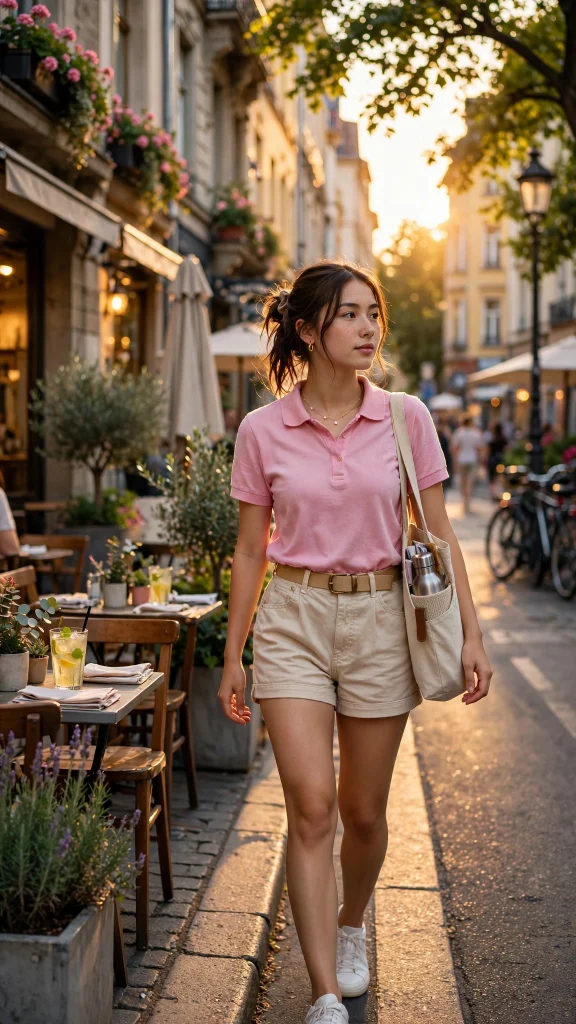 17 Best Wallpaper Pink Polos for a Cute Preppy Phone 5 Pink polo street style summer look walking through the city