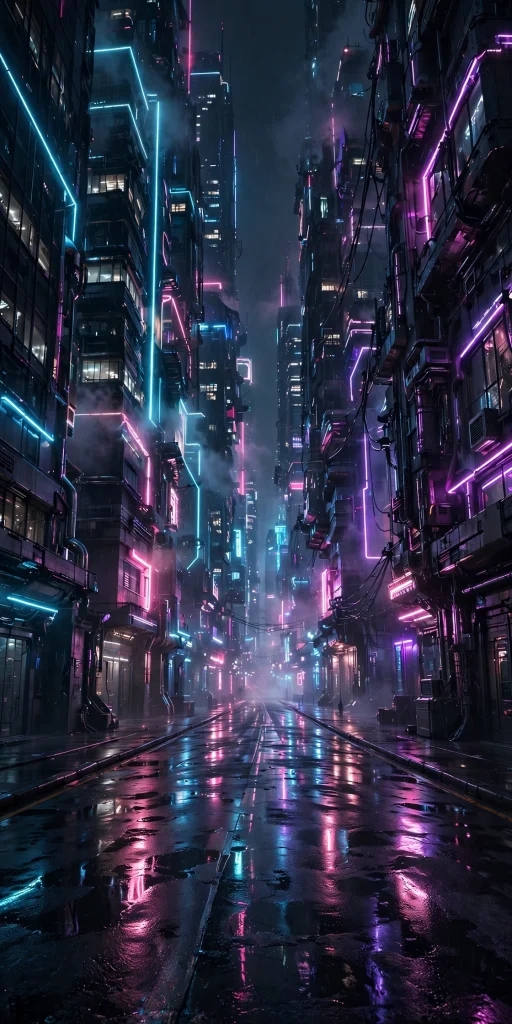 Dark neon city street at night wallpaper iphone dark