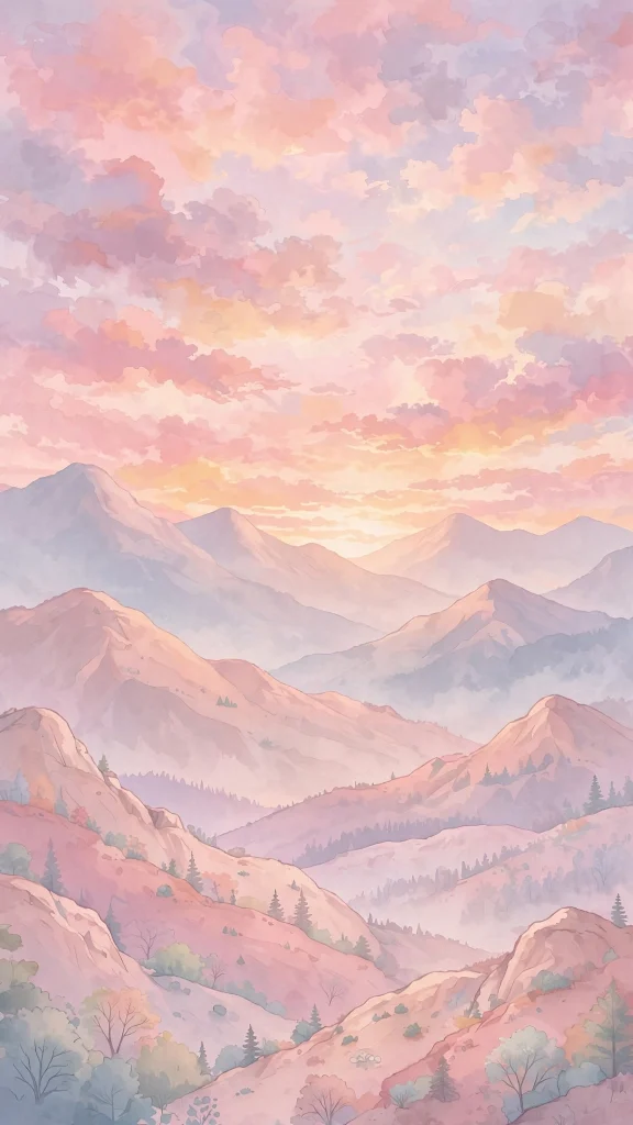 pastel mountains pink sunset pretty wallpapers