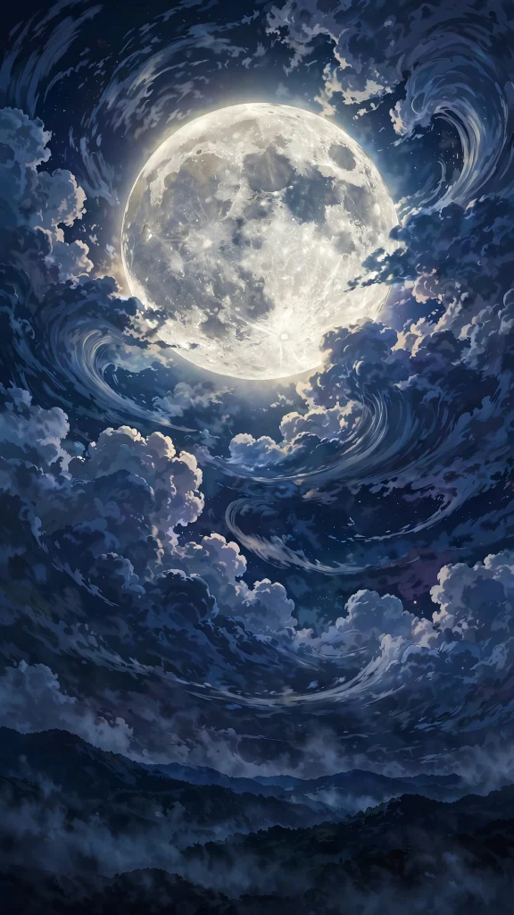 anime dramatic clouds giant moon night naruto wallpaper